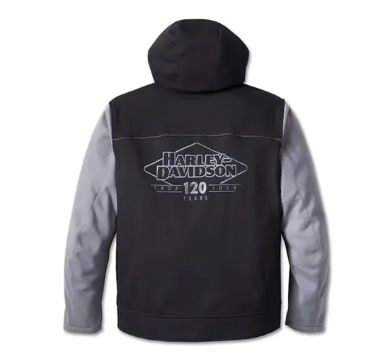 MENS HARLEY-DAVIDSON 120TH ANNIVERSARY DEFLECTOR RIDING FLEECE XL, 2XL