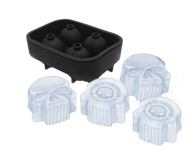 HARLEY® Ice Cube Tray, 3D Willie G Skull Logos Custom Silicone