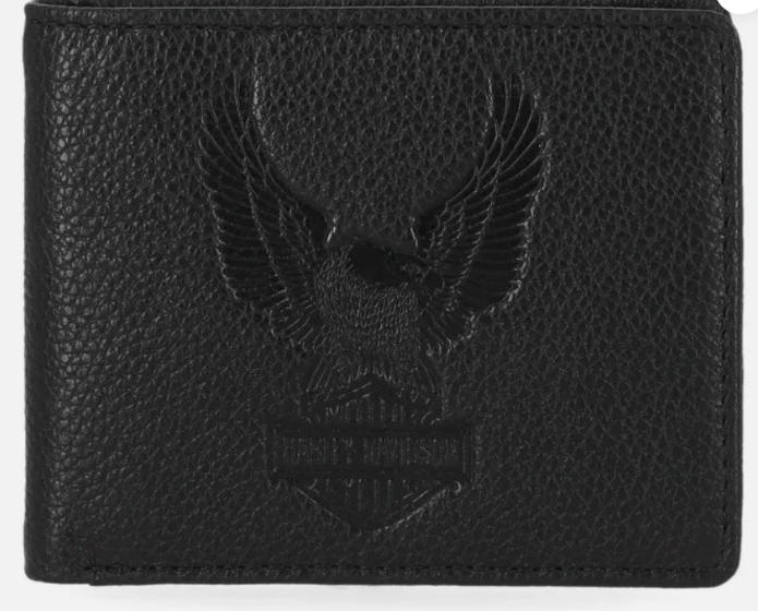 Harley Davidson Men's Pebble Classic Eagle Leather Billfold Wallet MWM033/08 schaeffers_harley (4086)