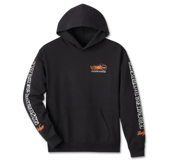 MENS Willie G Winged Wheel Pullover Hoodie - True Black M, L, XL