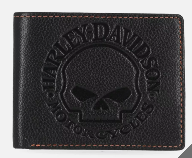 Harley Davidson Men's Classic Pebble Leather Skull Passcase Wallet MWM005/08