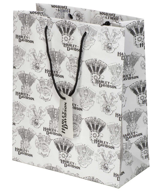 Harley-Davidson® Repeat Engine Pattern Large Gift Bag, Matte Laminate Finish