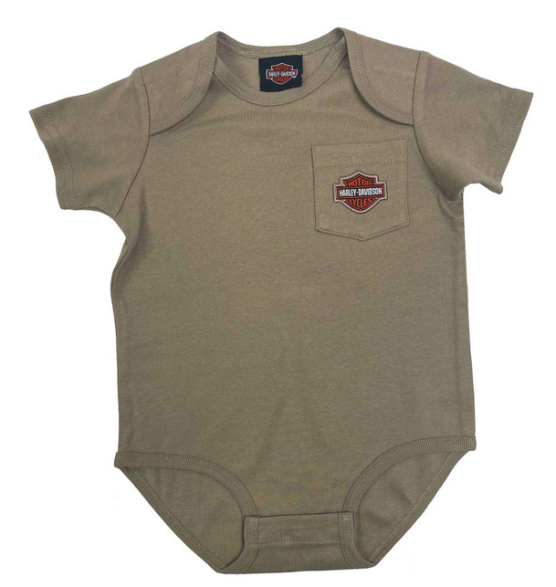 Harley-Davidson® Baby Boys' Bar & Shield Newborn Chest Pocket Creeper – Green