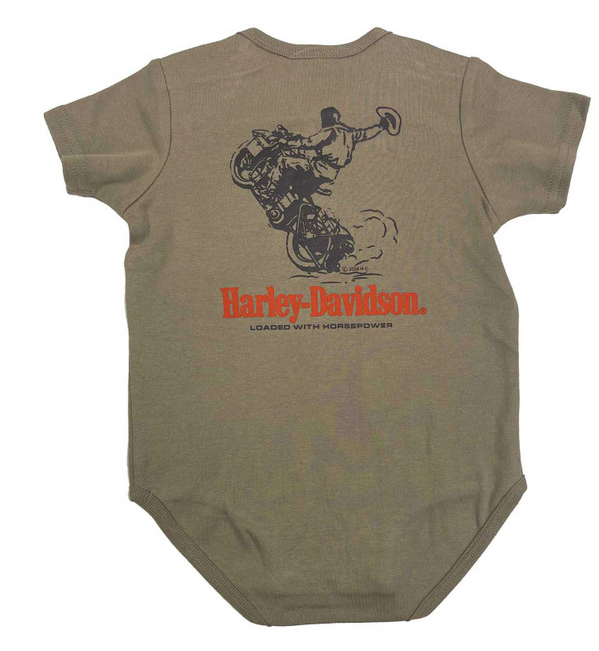 Harley-Davidson® Baby Boys' Bar & Shield Newborn Chest Pocket Creeper – Green