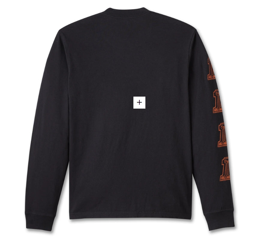 MENS Willie G #1 Skull Sketch Long Sleeve Tee - True Black