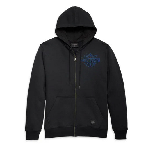Men's Bar & Shield Embroidered Zip Hoodie - Black Beauty XL