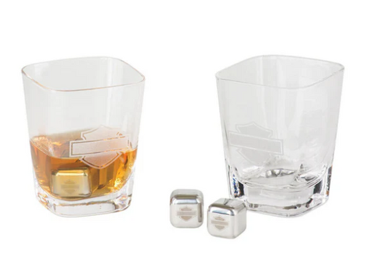 Harley H-D Silhouette B&S Rocks Glass Set