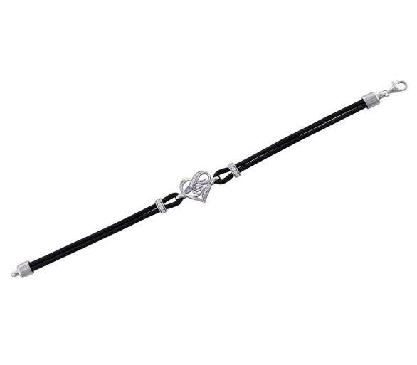 Harley-Davidson® Women's Infinity Thorn Heart Sterling Silver Cord Bracelet