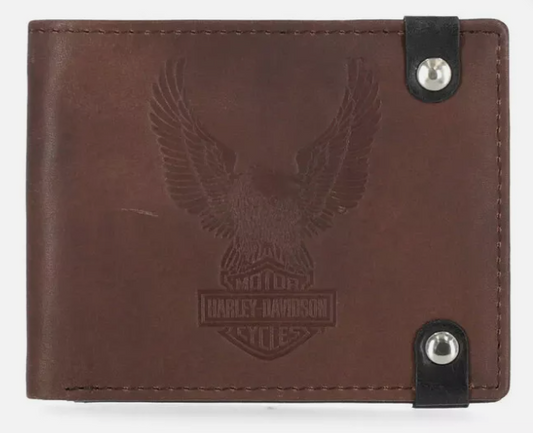 Harley Davidson Crazy Horse Eagle Billfold w/Back ID, Brown MWM012/01