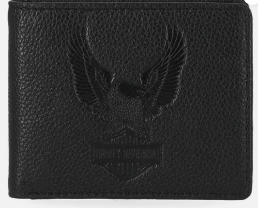 Harley Davidson Men's Pebble Classic Eagle Leather Billfold Wallet MWM033/08  schaeffers_harley (4086)