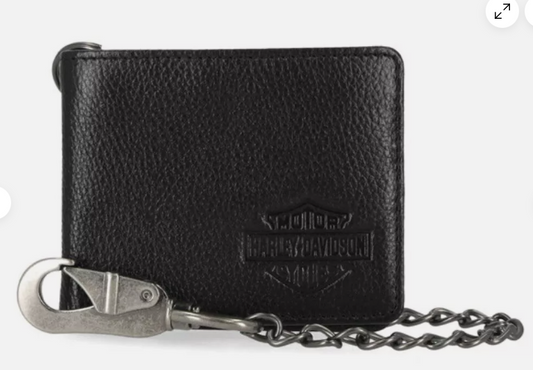 Harley Davidson Men's Bar & Shield Pebble Biker Chain Bi-fold Wallet MWM037/08