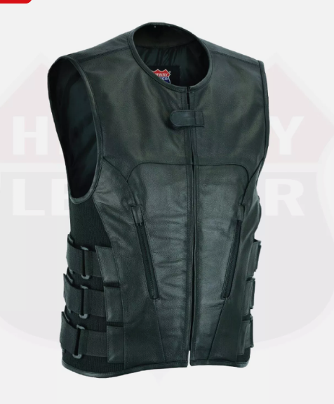 Men's Commando Concealed Carry Swat Team Motorcycle Biker Club Leather Vest