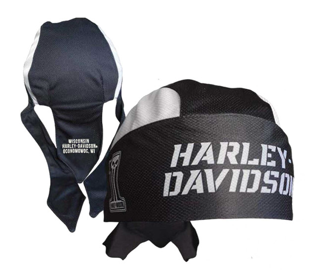 Harley-Davidson® Men's Gritty #1 Skull Logo Polyester Headwrap - Black/White