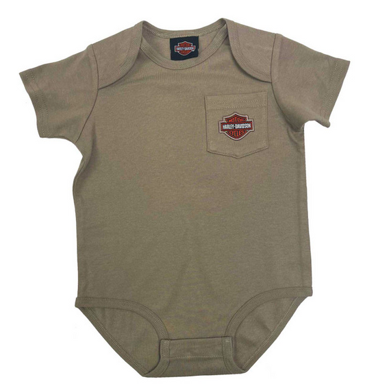 Harley-Davidson® Baby Boys' Bar & Shield Newborn Chest Pocket Creeper – Green