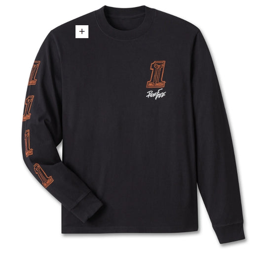 MENS Willie G #1 Skull Sketch Long Sleeve Tee - True Black